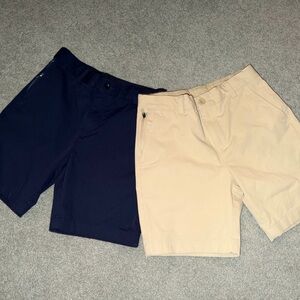 Vineyard Vines Kids Navy and Tan Flat Front Shorts